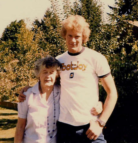 Clara May with grandson Alan, around 1980.