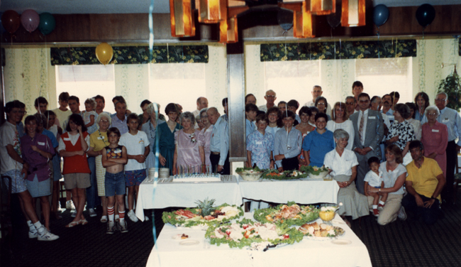 Clara May's 80th birthday celebration at Panorama City in 1987