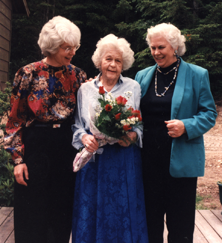 Clara May and her daughters at her 90th birthday party