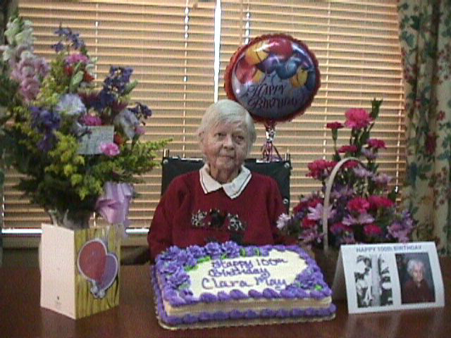 Clara May at her 100th birthday party in June 2007.