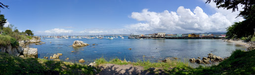 Panorama of harbor in Monterey, California