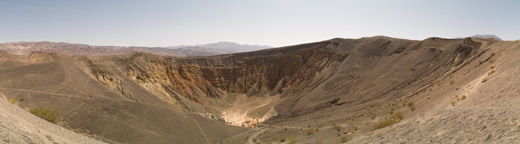Panorama photograph of Ubehebe Crater in Death Valley, photo by Jack Starr